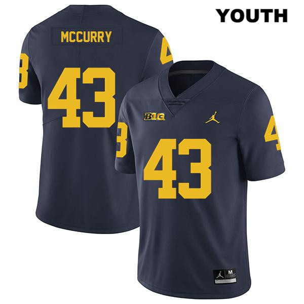 Youth NCAA Michigan Wolverines Jake McCurry #43 Navy Jordan Brand Authentic Stitched Legend Football College Jersey LG25X02WZ